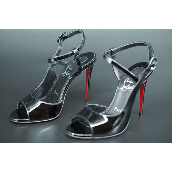 Christian Louboutin So Jenlove 100 Black Patent Sandals Size 35 Ankle Strap $945 - Picture 10 of 12